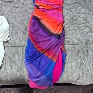 Vibrant Multicolor Ruched Dress
